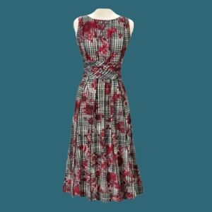 NorthStyle Plaid Red Roses Print Dress